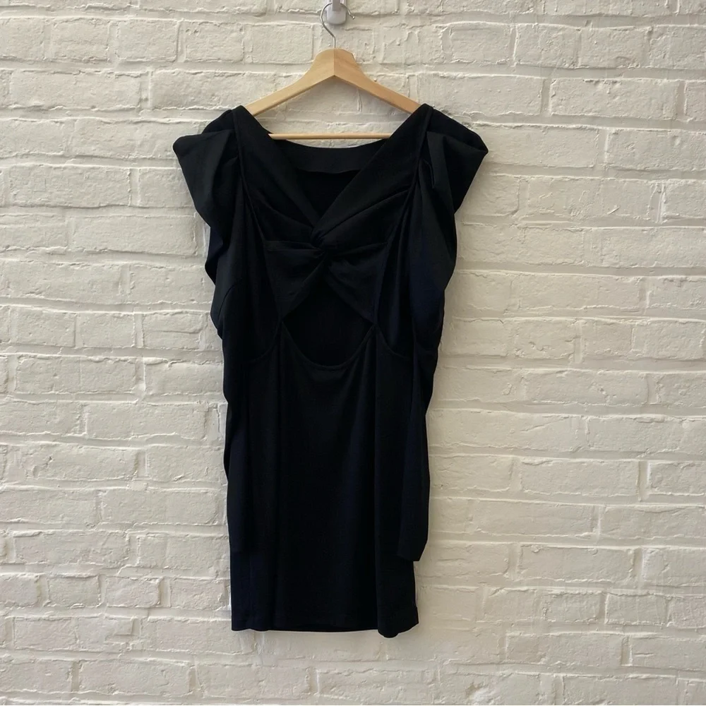 BCBGMaxAzria || Puff Sleeve Open Back Mini Dress Going Out‎ Party Black Small